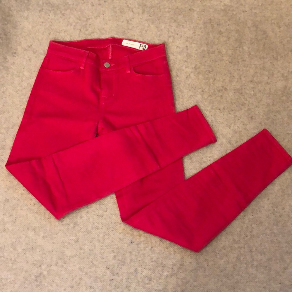 J Brand Pink Shiny Coated Skinny Jeans - FNO